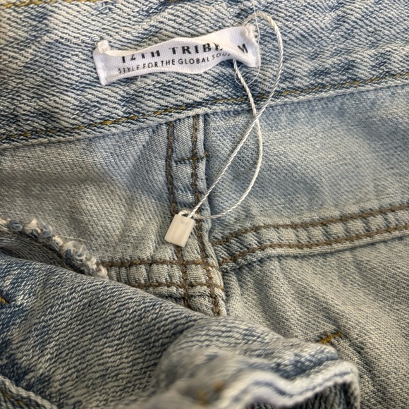12th Tribe Light Blue Asymmetrical High Waist Vintage Style Denim Shorts Size M - Picture 6 of 6